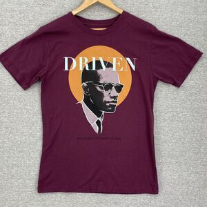 Malcolm X T-Shirt Mens Small Maroon Driven Short Sleeve Civil Rights Leader